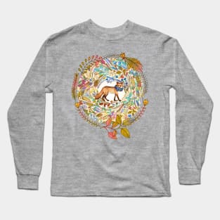 Red Fox Autumn Botanical Long Sleeve T-Shirt